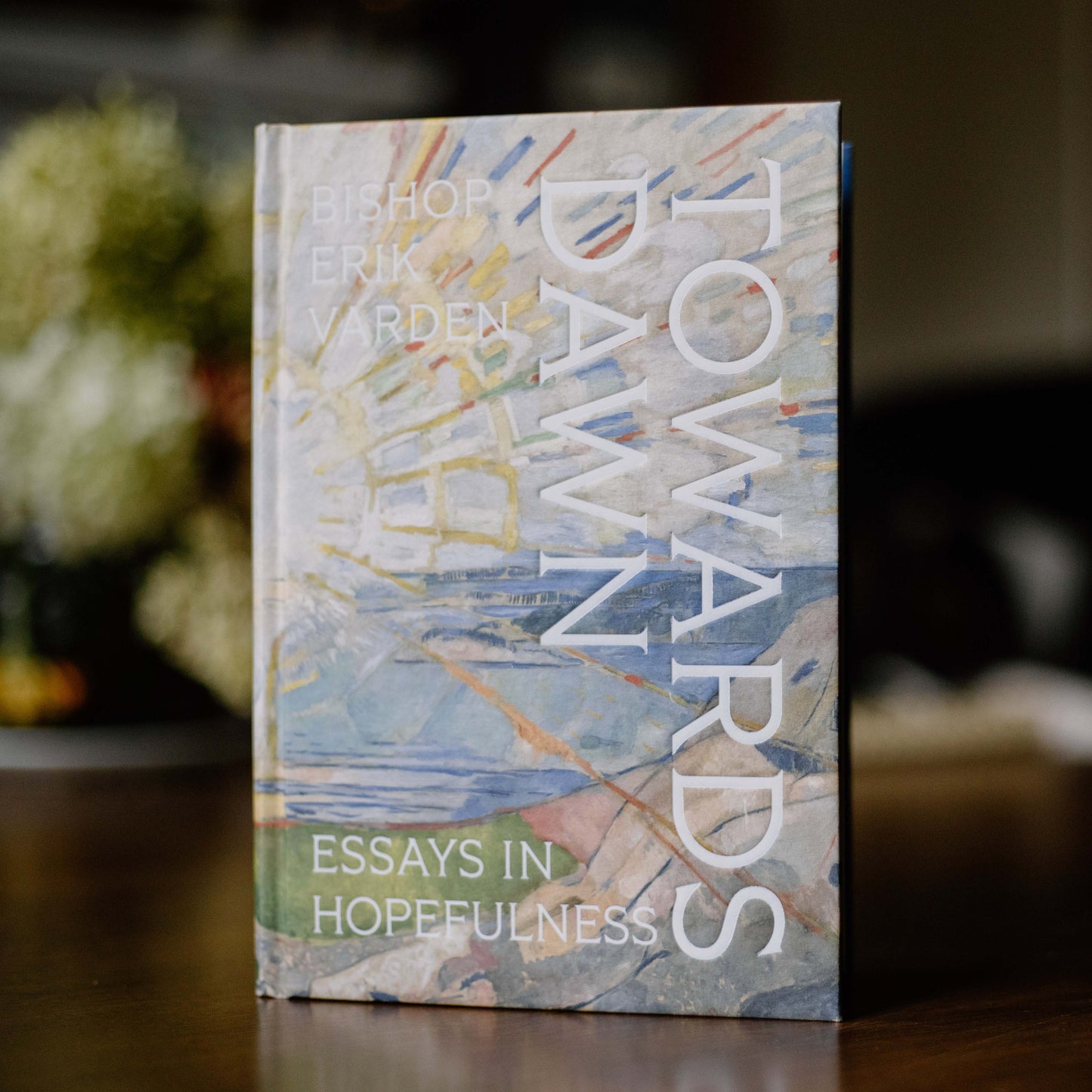 Book titled "Towards Dawn: Essays in Hopefulness" by Bishop Erik Varden, featuring spiritual and hopeful themes, hardcover 9781685782740