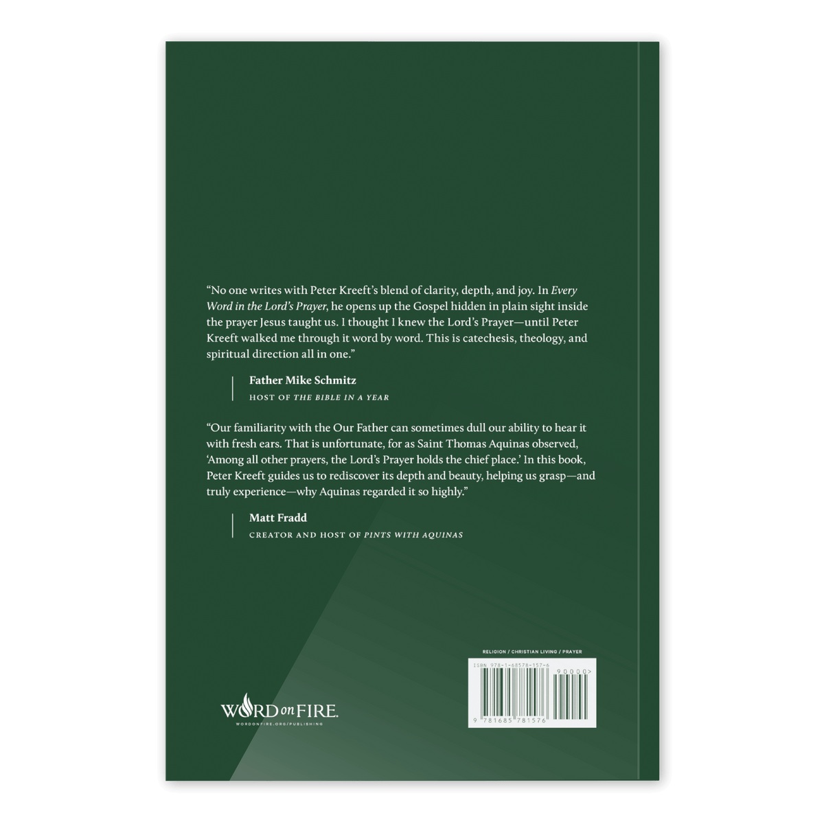 Back cover of 'Every Word in the Lord's Prayer' by Peter Kreeft, published by Word on Fire