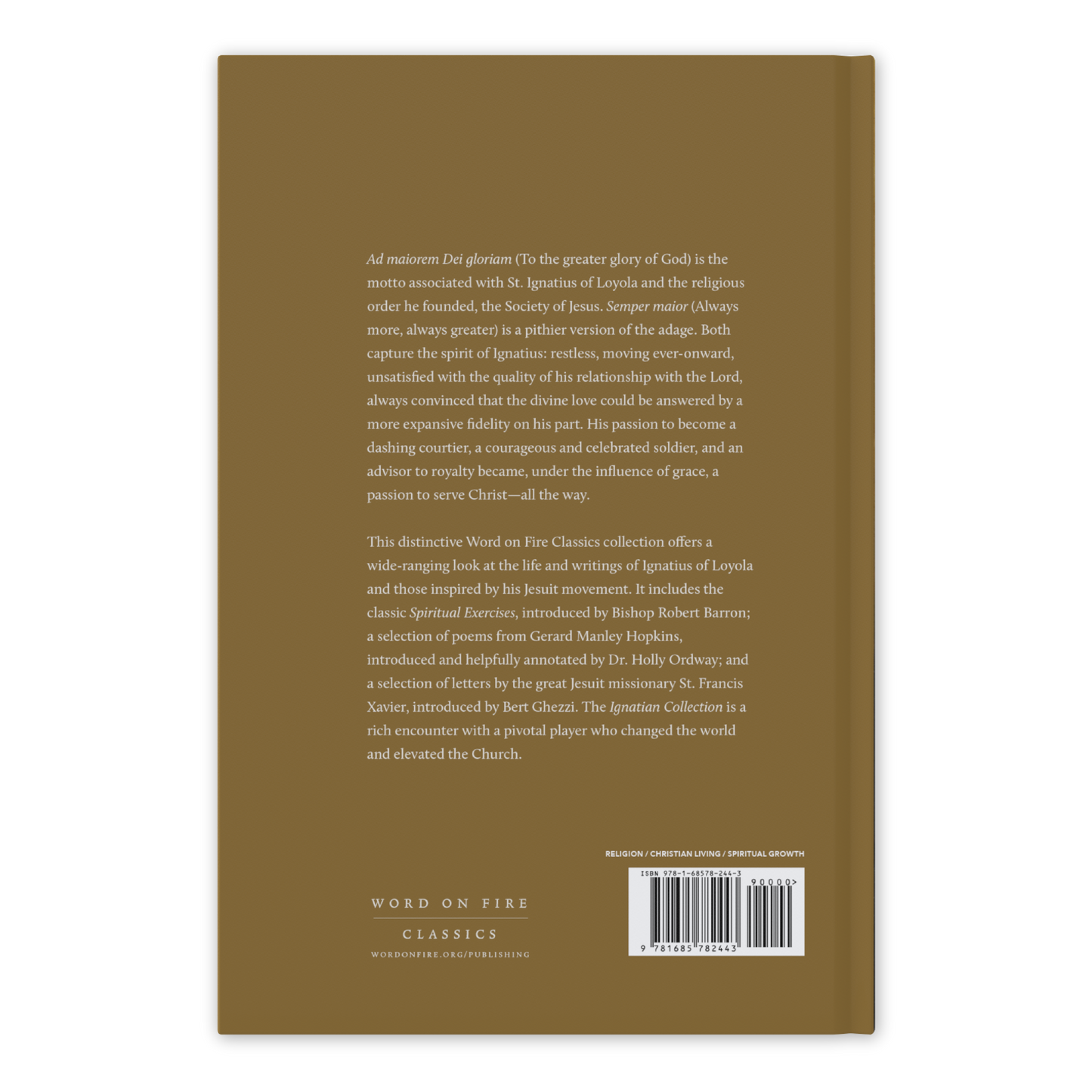 Back cover of the Ignatian Collection featuring a description of St. Ignatius of Loyola and the collection's contents, 9781685784243