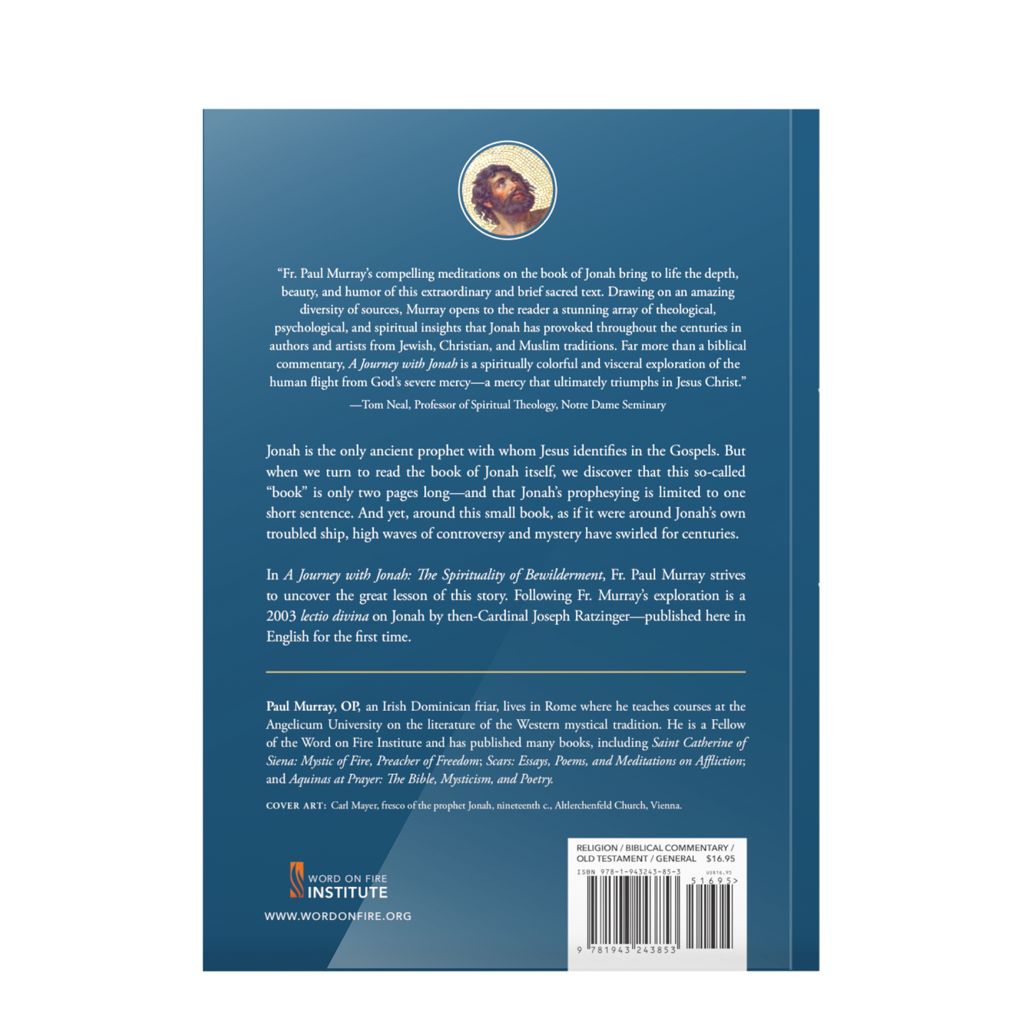Back cover of "A Journey with Jonah" by Fr. Paul Murray OP, featuring a detailed theological commentary, paperback 9781943243853