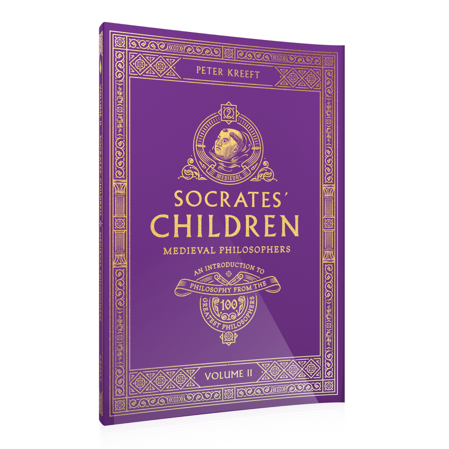 Purple hardcover book titled Socrates' Children Volume II: Medieval Philosophers by Peter Kreeft, part of Socrates Children book series, philosophy book, overview of philosophers throughout history, paperback 9781685780111