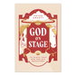 Book cover of "God on Stage: 15 Plays That Ask the Big Questions" by Peter Kreeft, featuring stylized illustrations of a skull and horse on a red and beige background,  paperback 9781685781026