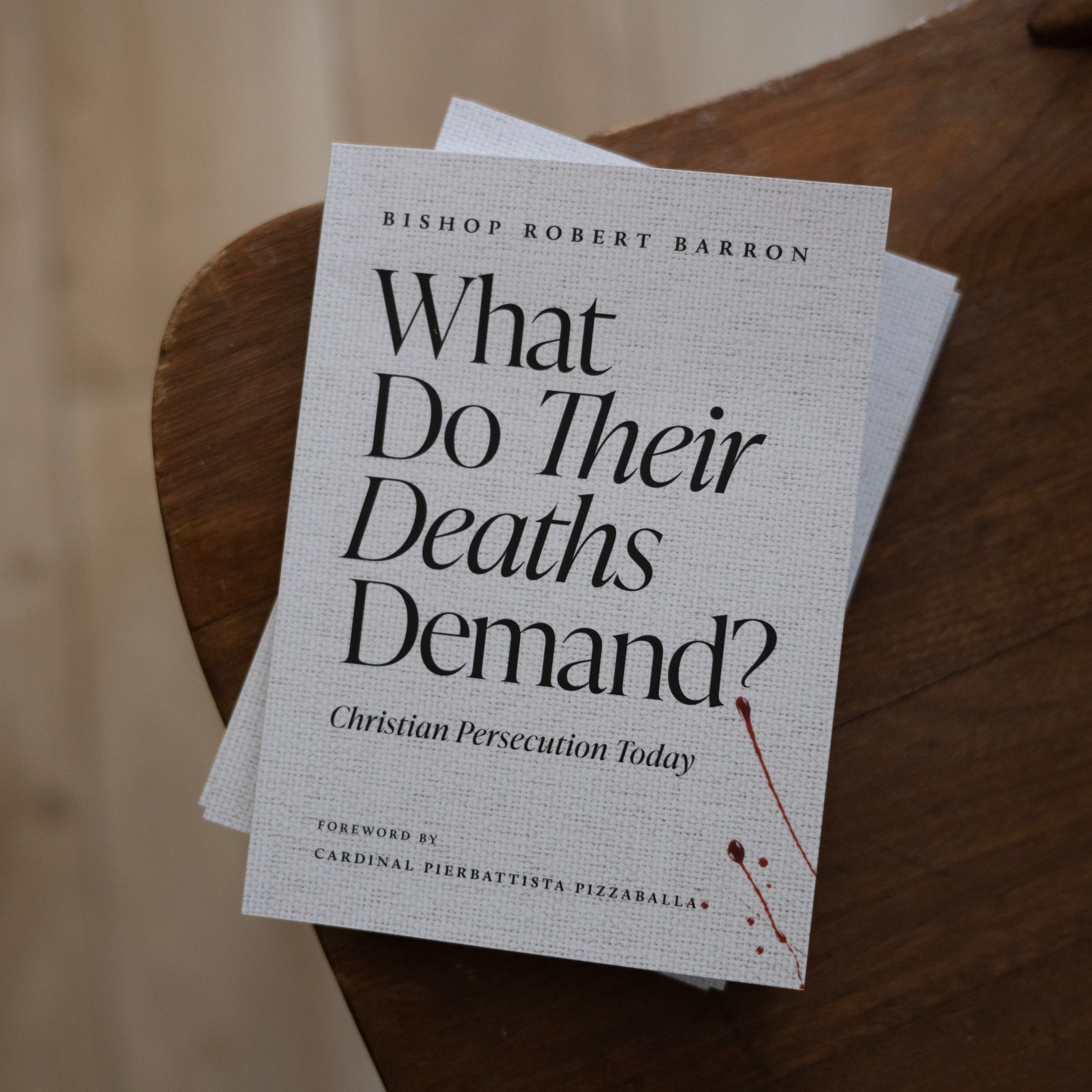 What Do Their Deaths Demand? by Bishop Robert Barron with foreword by Cardinal Pierbattista Pizzaballa, a theology book on Christian persecution today, suitable for adult readers, paperback 9781685783754