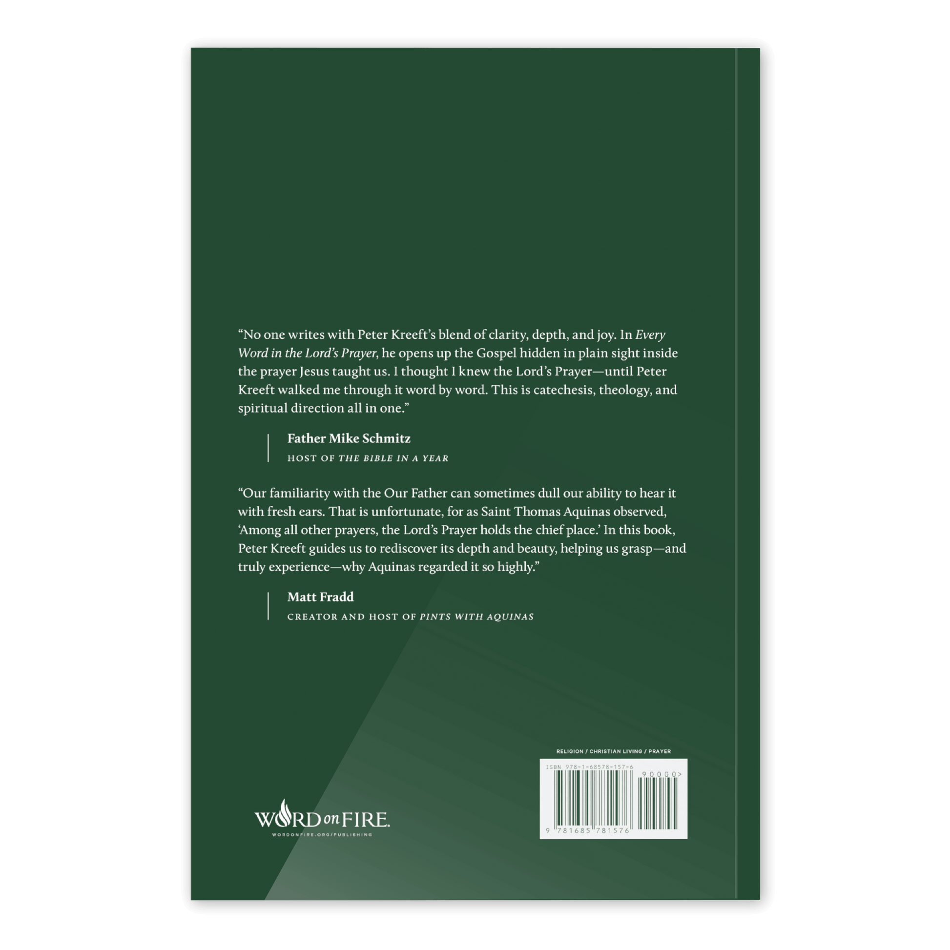 Back cover of 'Every Word in the Lord's Prayer' by Peter Kreeft, published by Word on Fire