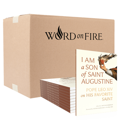 Box of 20 "I Am a Son of Saint Augustine" books from Word on Fire, includes bulk discount, by Matthew Becklo and Sister Margaret Atkins, includes Pope Leo XIV's spirituality and writings, paperback 9781685783198