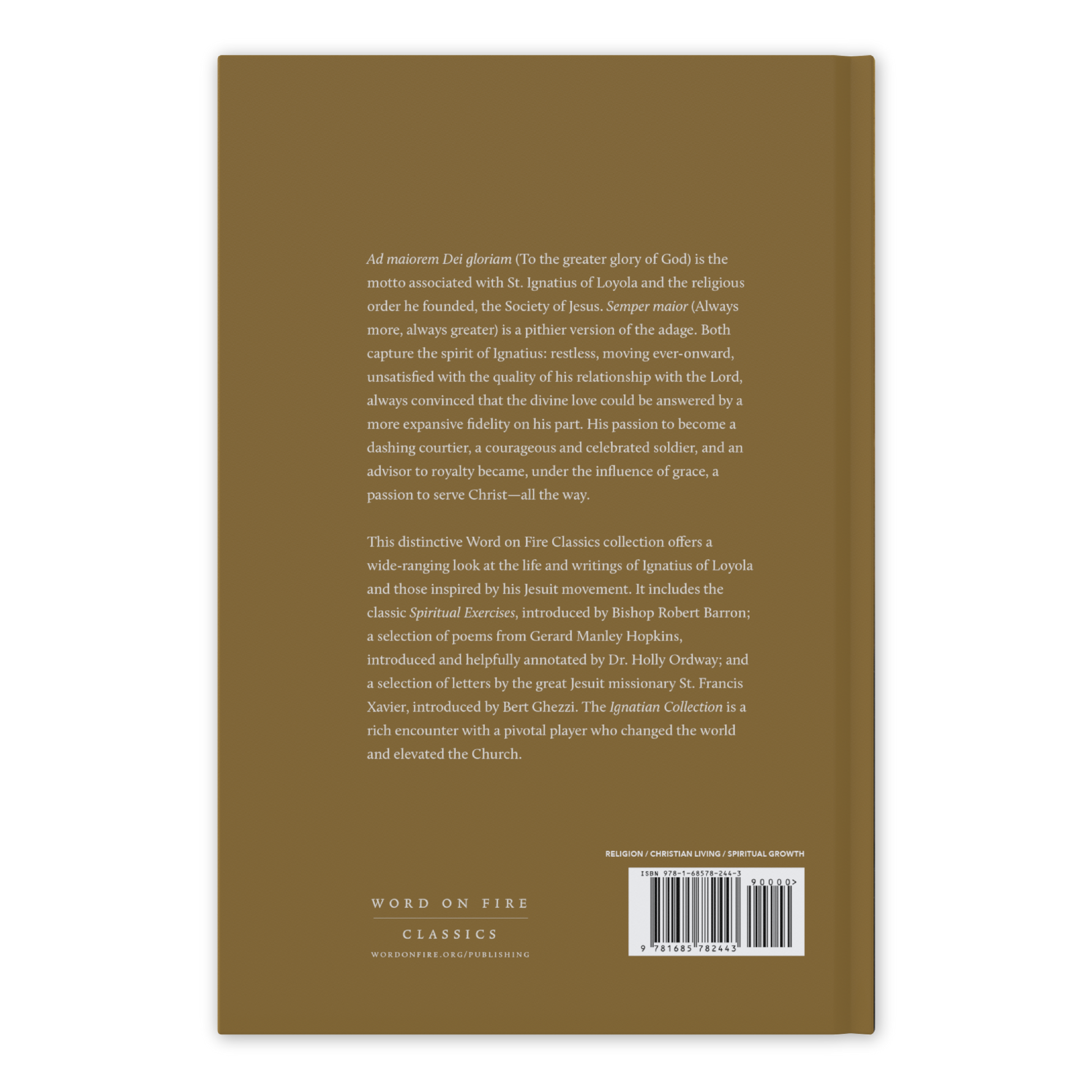 Back cover of the Ignatian Collection featuring a description of St. Ignatius of Loyola and the collection's contents, 9781685784243
