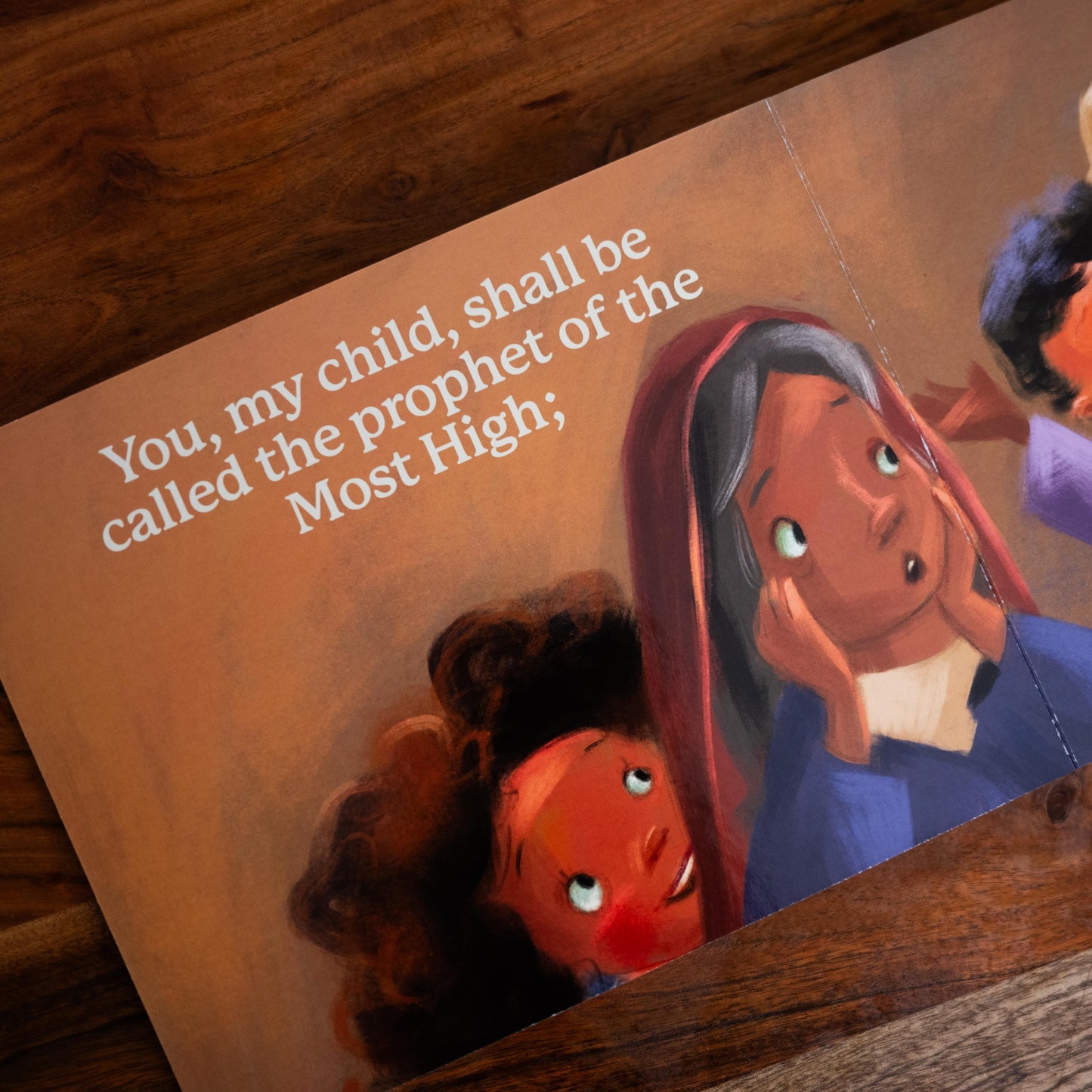 Illustration from The Song of Zechariah showing a woman in biblical clothing with a child beside her, with text reading "You, my child, shall be called the prophet of the Most High;" for ages 1-5, 9781685781538