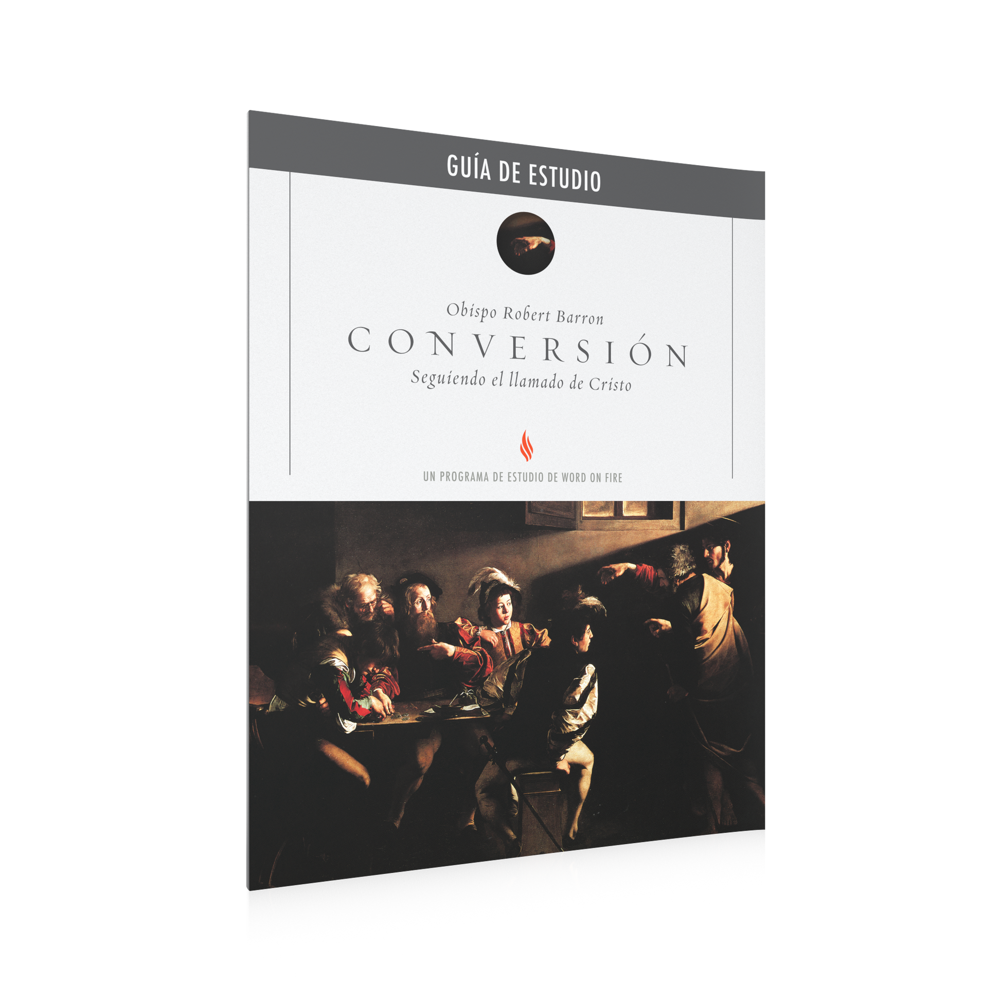 Conversión Guía de Estudio book cover by Obispo Robert Barron featuring a classic religious painting scene, designed for ages 15 and up, ISBN 9781684671905, paperback binding.