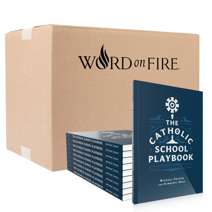 Box of 20 "The Catholic School Playbook" books by Michael Ortner and Kimberly Begg, suitable for Catholic teachers, schools, educators, and catechists, resource for Catholic schools, bulk book paperback 9781685782085
